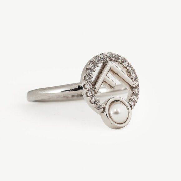 Fendi F is Fendi Pearl & Crystal Palladium-Plated Ring - Picture 1 of 5